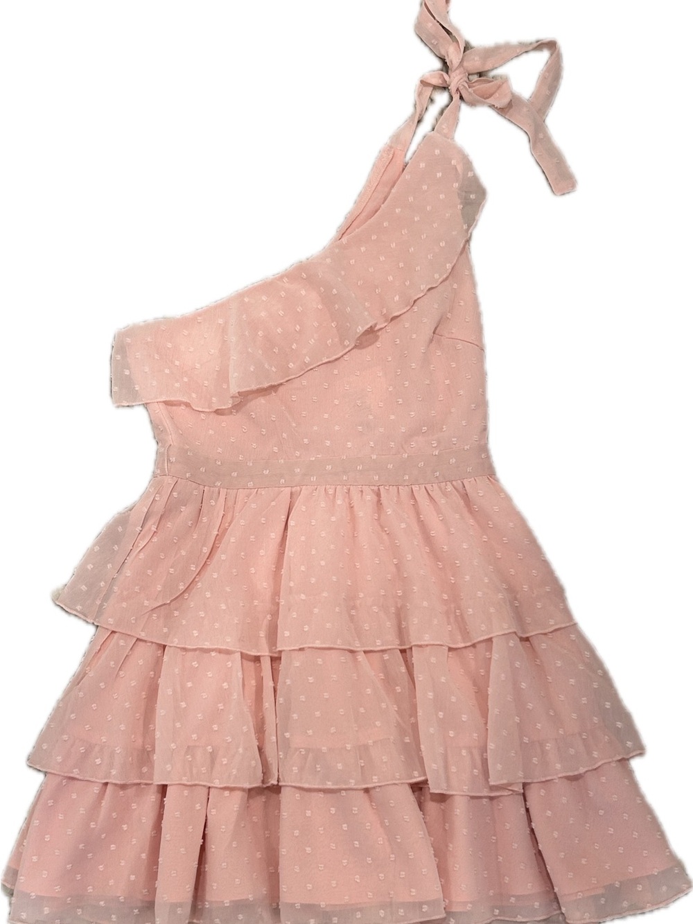 Showpo Blush Pink Ruffled One-Shoulder Dress